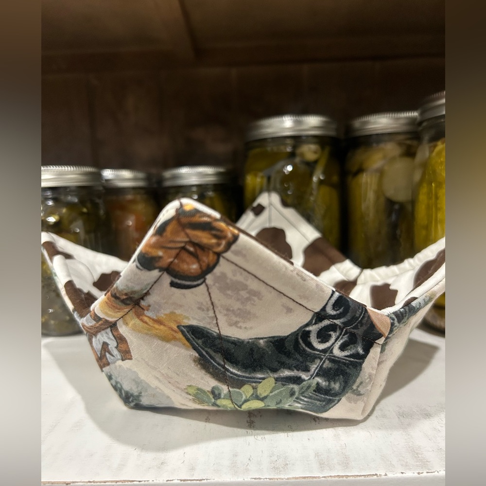 Bowl Koozie (Cozy) - COWboy Boots, Cow Print, Western, Rodeo